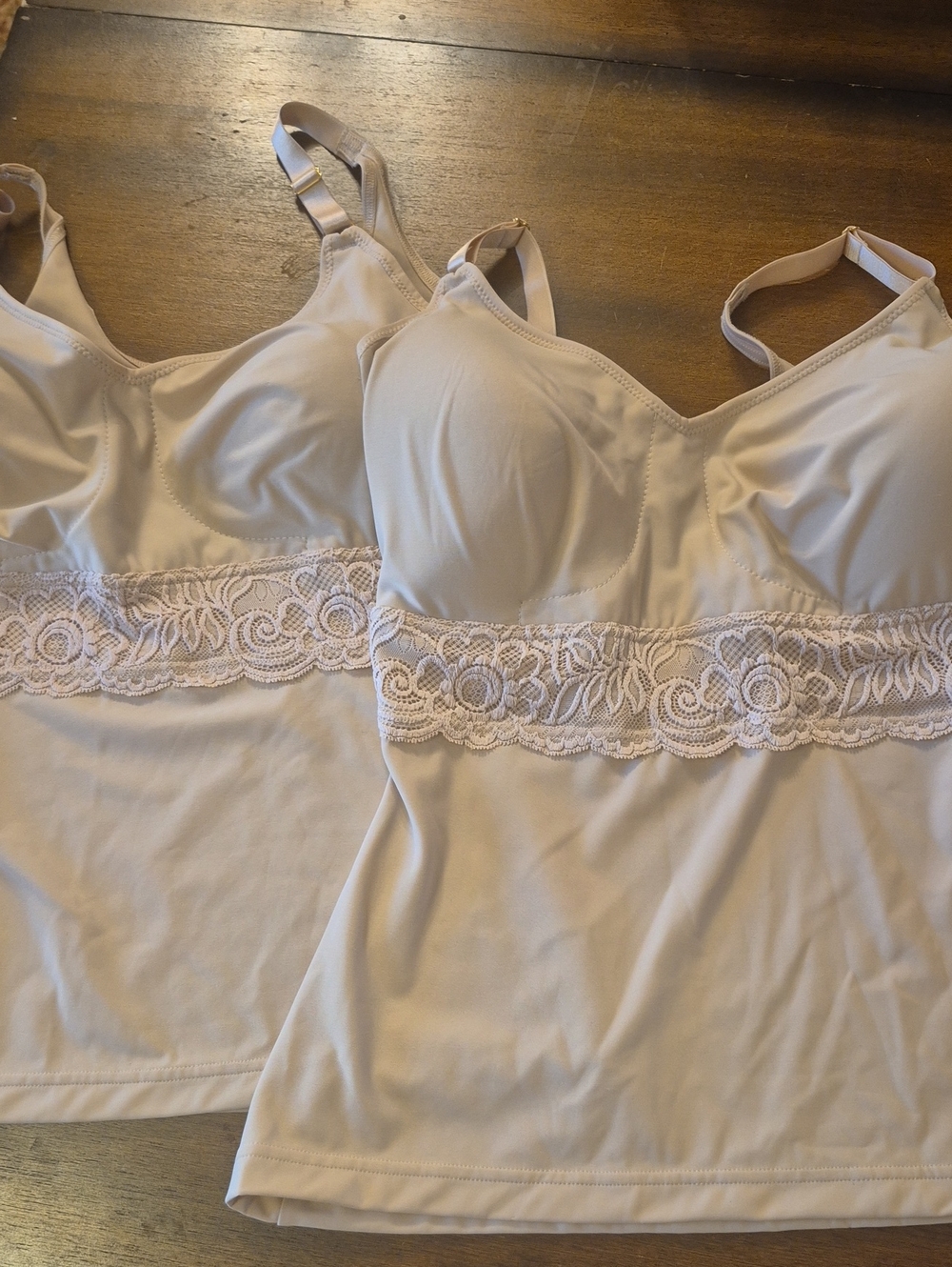 Shapeez Comfeez Shapewear Slimmer Cami Large Nude Adjustable Straps Lot Of 2